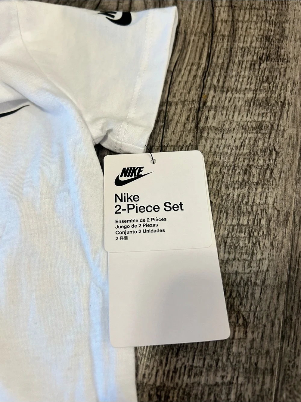 Nike White Tee with Black Swoosh — Kids - Picture 4 of 7